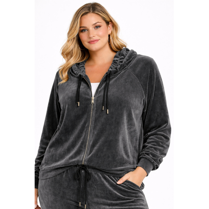 PLUS SIZE ΖΑΚΕΤΑ ΜΑΚΡΥΜΑΝΙΚΗ ΒΕΛΟΥΤΕ