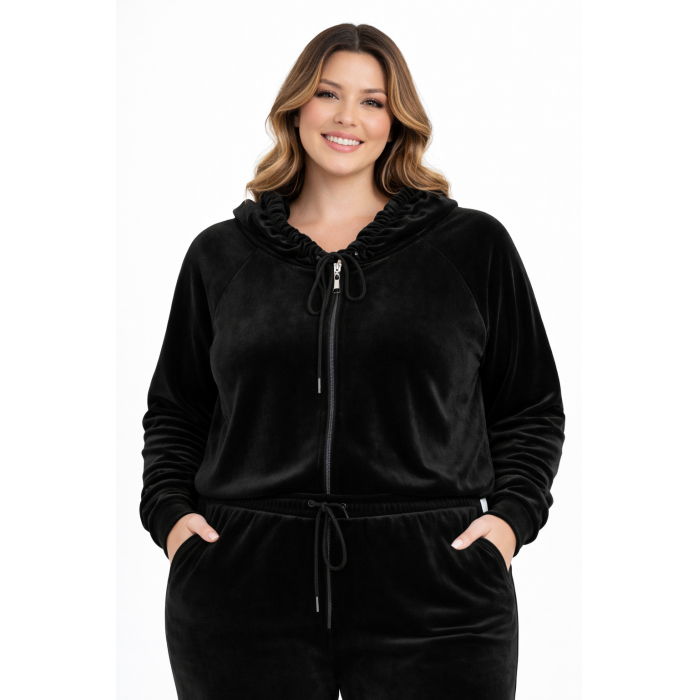 PLUS SIZE ΖΑΚΕΤΑ ΜΑΚΡΥΜΑΝΙΚΗ ΒΕΛΟΥΤΕ