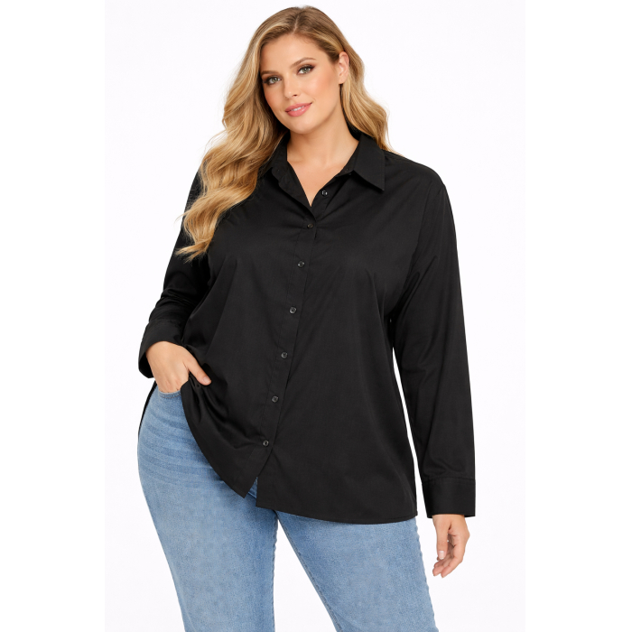 PLUS SIZE ΠΟΥΚΑΜΙΣΟ ΜΑΚΡΥΜΑΝΙΚΟ