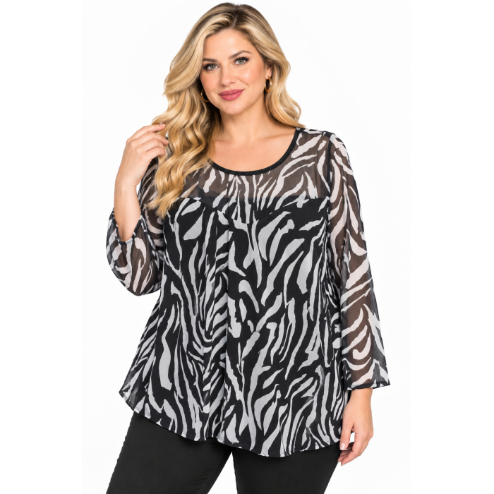 PLUS SIZE ΜΠΛΟΥΖΑ ΜΑΚΡΥΜΑΝΙΚΗ