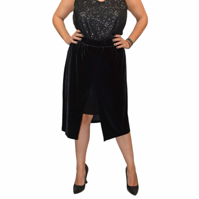 PLUS SIZE ΦΟΥΣΤΑ MIDI ΒΕΛΟΥΔΟ